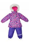 Зимний комплект-костюм для девочки, ROSI 612 Синий с розовым в цветочек