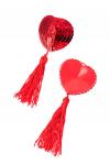Пэстис Erolanta Cora, в форме сердец, с кисточками, однотонные, красные