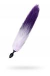 Анальная втулка с бело-фиолетовым хвостом POPO Pleasure by TOYFA, S, силикон, черная, 45 см, O 2,7 с
