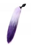 Анальная втулка с бело-фиолетовым хвостом POPO Pleasure by TOYFA, S, силикон, черная, 45 см, O 2,7 с