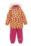 Зимний комплект-костюм для девочки, OLIVIA 812 Розовый-жёлтый в цветочек