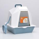 Туалет для кошек фигурный закрытый с совком