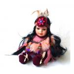 Кукла Индеец 18см розовый костюм, фарфор, текстиль SH D08642C