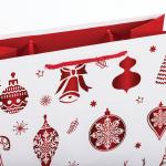 Пакет подарочный новогодний 26x12,7x32,4см ЗОЛОТАЯ СКАЗКА "Красно-белые украшения" ламинация, 606570