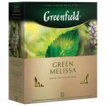 Чай GREENFIELD "Green Melissa" зеленый с мятой, 100 пакетиков в конвертах по 1,5г, 0879