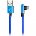 Кабель Smartbuy Flow3D L-type, USB2.0 (A) - microUSB (B), 2A output, 1м, голубой
