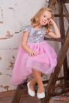 Платье асимметричное с пайеточным верхом "Sparkle" Silvery Pink