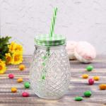 Банка «Ананас», 500 мл, с крышкой и трубочкой, цвет МИКС