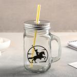 Банка с ручкой, крышкой и трубочкой Доляна «Ковбой», 450 мл, 10?7,5?13 см