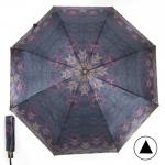 Зонт женский ТриСлона-882/L 3882 D,  R=55 см,  полуавт   8 спиц,  3 слож,  сатин,  тем.серый/фиолет  (пейсли)  236906