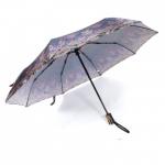 Зонт женский ТриСлона-882/L 3882 D,  R=55 см,  полуавт   8 спиц,  3 слож,  сатин,  тем.серый/фиолет  (пейсли)  236906