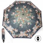 Зонт женский ТриСлона-880/L 3880,  R=55см,  суперавт;  8спиц,  3слож,  черный  (цветы)  241636