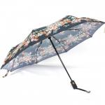 Зонт женский ТриСлона-880/L 3880,  R=55см,  суперавт;  8спиц,  3слож,  черный  (цветы)  241636
