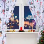 Комплект штор д/кухни с подхватами   "Christmas wreaths"  145х180см-2 шт., габардин