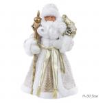 Дед Мороз в золотистом костюме из пластика и ткани / 15,5x8,5x30,5см арт.80153