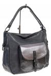 Женская сумка хобо из гладкой экокожи, цвет серый