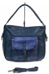 Женская сумка хобо из гладкой экокожи, цвет синий