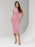Платье-футляр розовое длины миди с кружевными вставками