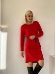 Платье-свитер красное