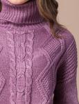 Теплый свитер с узорной взякой из пряжи с добавлением атласной нити.