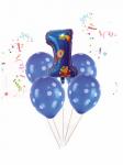 Набор воздушных шаров PM 058D-788D 1 год + 4шт, фольга голубой в/п