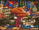 "Библиотека кошек" Мозаика на подрамнике 40х50