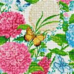"Гортензии и бабочки" Мозаика на подрамнике 30х30