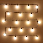 Гирлянда для дома   4м 20 ламп LED с насадками ШАР d-3,5 см, черн.провод, авторежим, IP-20, Теплый белый