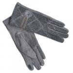 Перчатки женские трикотажные, "Комбинация", сенсорные (серый), арт. 58882