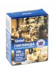 Гирлянда-нить Роса ULD-S1000-100/SCB/3AA 100LED фиолетовый 10м. (3шт*AA) медн.провод IP20 Uniel