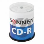 Диски CD-R SONNEN 700Mb 52x Cake Box (упаковка на шпиле) КОМПЛЕКТ 100шт, 513533