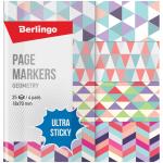 Флажки-закладки Berlingo Ultra Sticky Geometry, 18*70 мм, бумажные, в книжке, с дизайн., 25 л*4 бл,LSz_41131