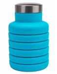 TK 0270 Бутылка для воды силиконовая складная с крышкой, 500 мл, голубая (SILICONE FOLDING WATER BOTTLE WITH LID, 500 ML, blue)