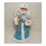 Дед Мороз музыкальный 30см в голубой шубе с посохом с фонариком SH