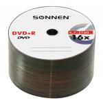 Диски DVD+R (плюс) SONNEN 4,7Gb 16x Cake Box (упаковка на шпиле) КОМПЛЕКТ 50шт, 512577