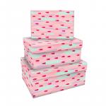 Набор прямоугольных коробок 3в1, Stylish pink, (19*12*7,5-15*10*5см), Кп_41113