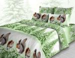 Комплект постельного белья "Белочки"-зелен. бязь хлопок 100% Семейный