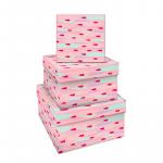 Набор квадратных коробок 3в1, Stylish pink, (19,5*19,5*11-15,5*15,5*9см), Кк_41133