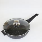 Сковорода 260 мм АП "Granit Perfection black", со съемной ручкой, стек.крышкой