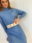 Платье-свитер вязаное голубое