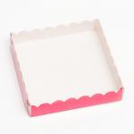 Коробочка для печенья с PVC крышкой, розовая, 15 х 15 х 3 см