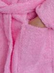 Халат махровый детский с капюшоном розовый