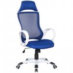 Кресло игровое Helmi HL-S05 Podium, ткань/сетка синяя, пластик белый, 311368