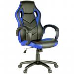Кресло игровое Helmi HL-S07 Boost, экокожа/ткань черная/синяя, 279721