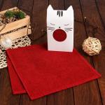 Полотенце подарочное Экономь и Я «Новый год: Котик» 30*60 см, цв.бордовый, 100% хл, 320 г/м2