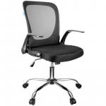 Кресло оператора Helmi HL-M04 Active, ткань, спинка сетка черн/сиденье TW черн, рег.подлокот, хром, 283160