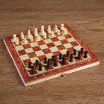 Набор 3 в1 (нарды, шашки, шахматы), под красное дерево, 24х24 см 2865266