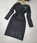 Платье гипюр на подкладке черное X118