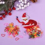 Резинки для волос силиконовые "Новый Год- Дед Мороз с подарками", цвет микс, 250шт, 17,5*11 см
