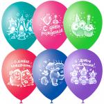 Воздушные шары,  50шт., M10/25см Зверушки-Игрушки С Днем Рождения, пастель+декор, 4690296048648